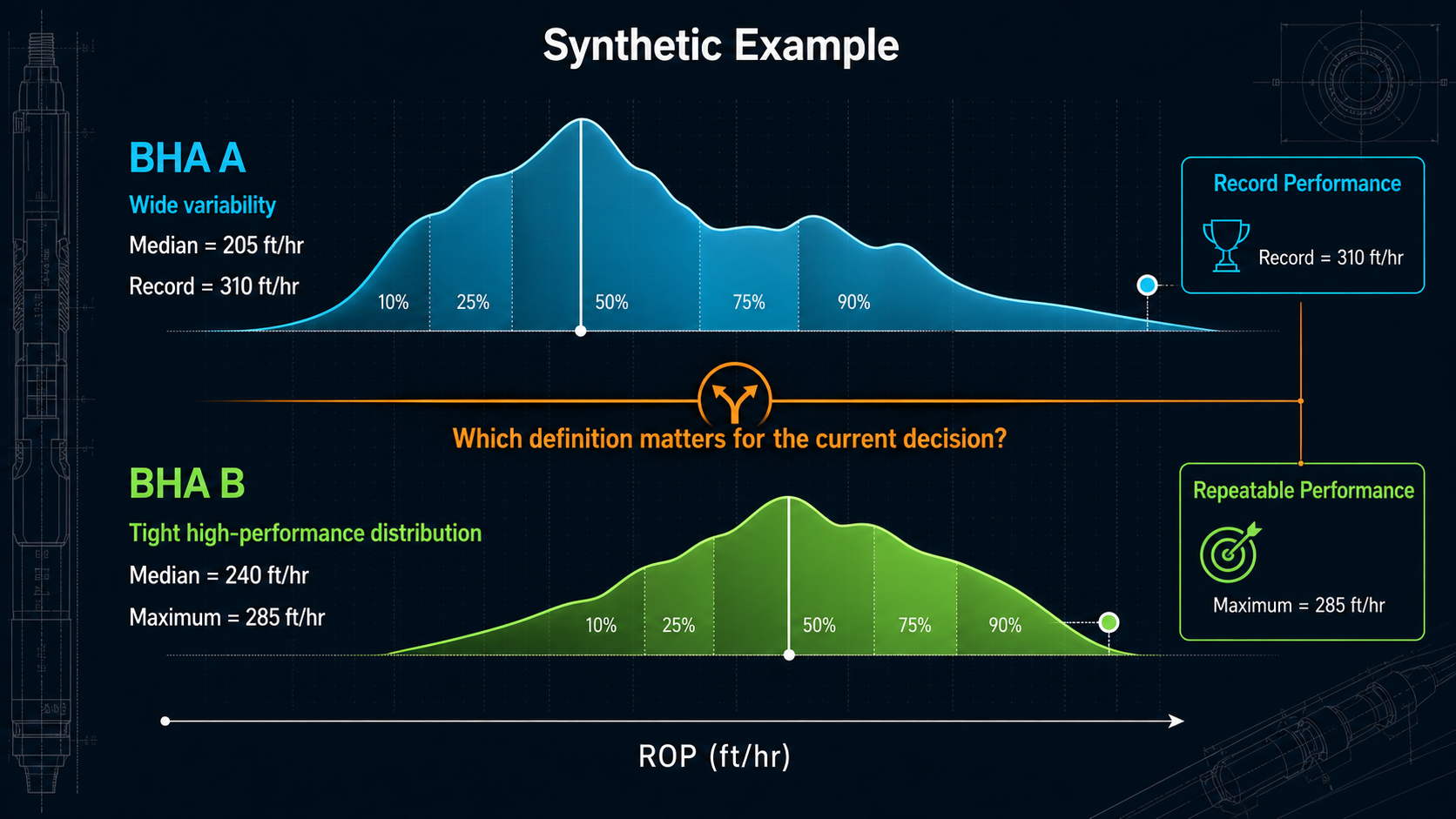 Comparison of record performance with repeatable BHA performance